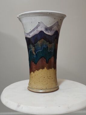 Handcrafted Studio Art Pottery Vase Rocky Mountain Glaze By Artist Anita Garfain